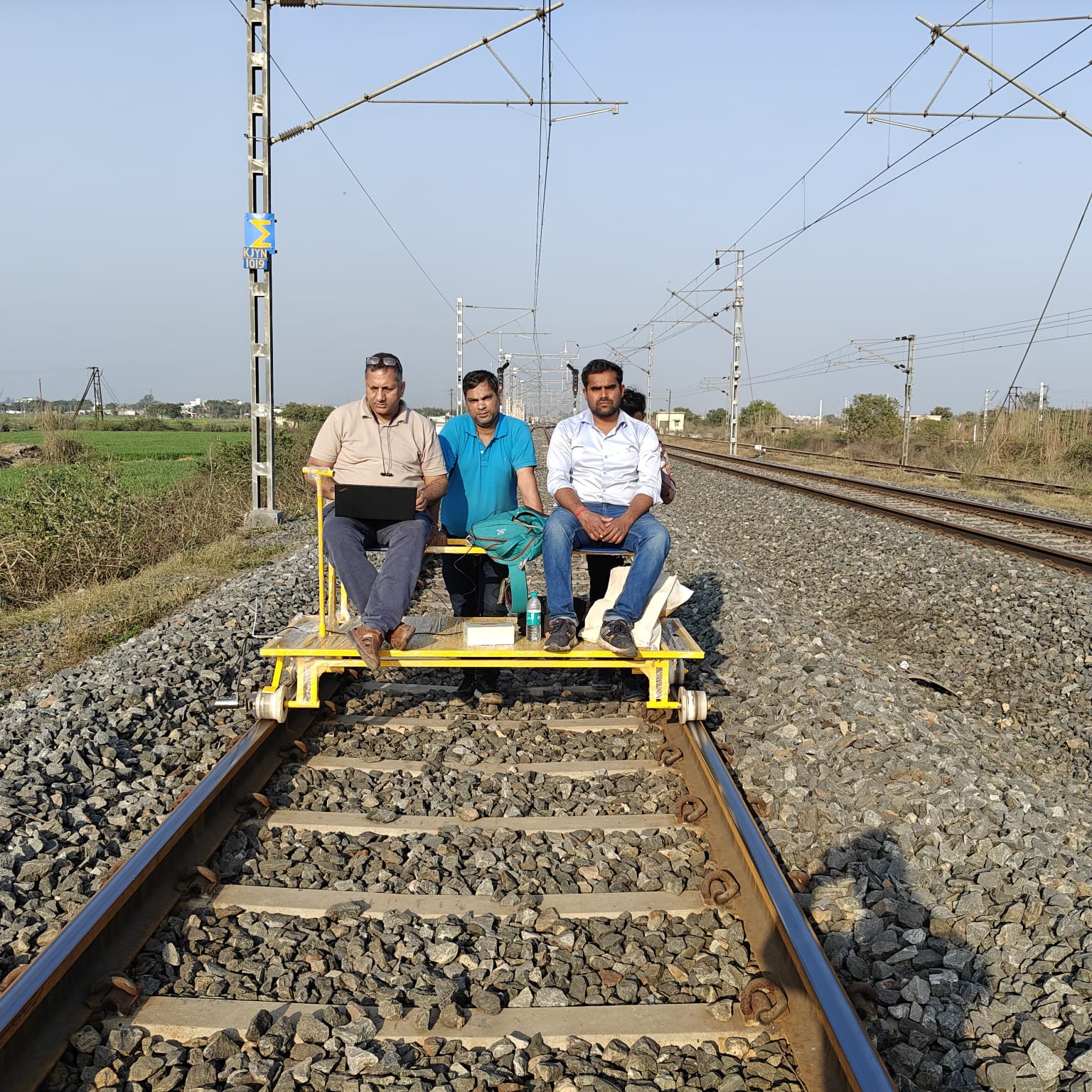 RDPS route survey trolley capturing track data on a live railway line